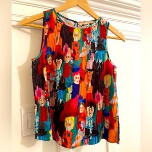 Gorman x Monika Forsberg bright pleated faces tank US 2/AU 6 small